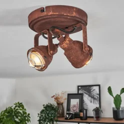 Lampes Industrielles-hofstein Plafonnier Drobak Rouille, 2 lumières