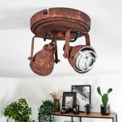 Lampes Industrielles-hofstein Plafonnier Drobak Rouille, 2 lumières