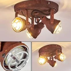 Lampes Industrielles-hofstein Plafonnier Drobak Rouille, 3 lumières