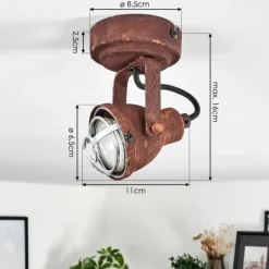 Lampes Industrielles-hofstein Plafonnier Drobak Rouille, Noir, 1 lumière