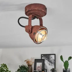 Lampes Industrielles-hofstein Plafonnier Drobak Rouille, Noir, 1 lumière