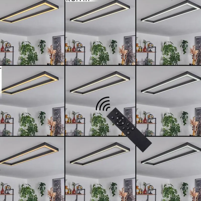 hofstein Plafonnier Dubuisson LED Anthracite, 1 lumière, Télécommandes