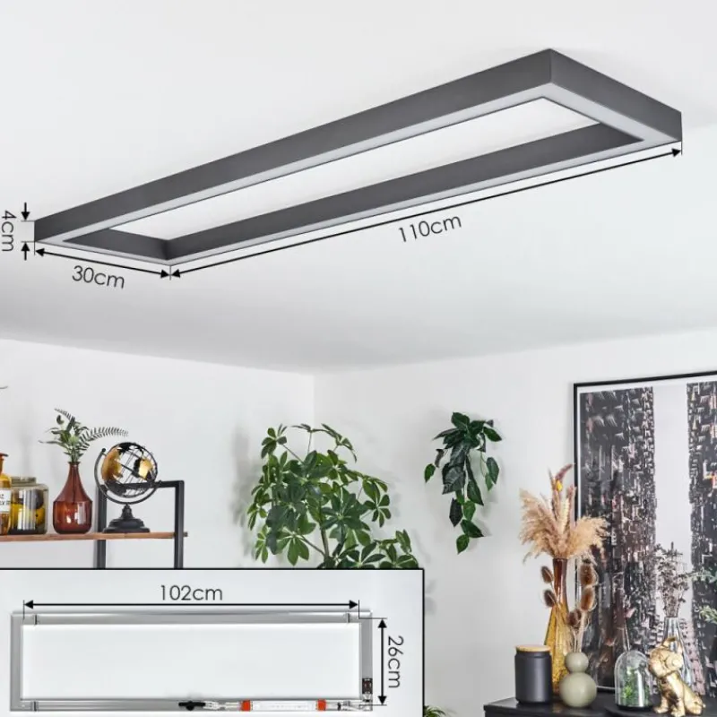 hofstein Plafonnier Dubuisson LED Anthracite, 1 lumière, Télécommandes