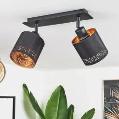 Lampes En Tissu-hofstein Plafonnier Ecuador Noir, 2 lumières