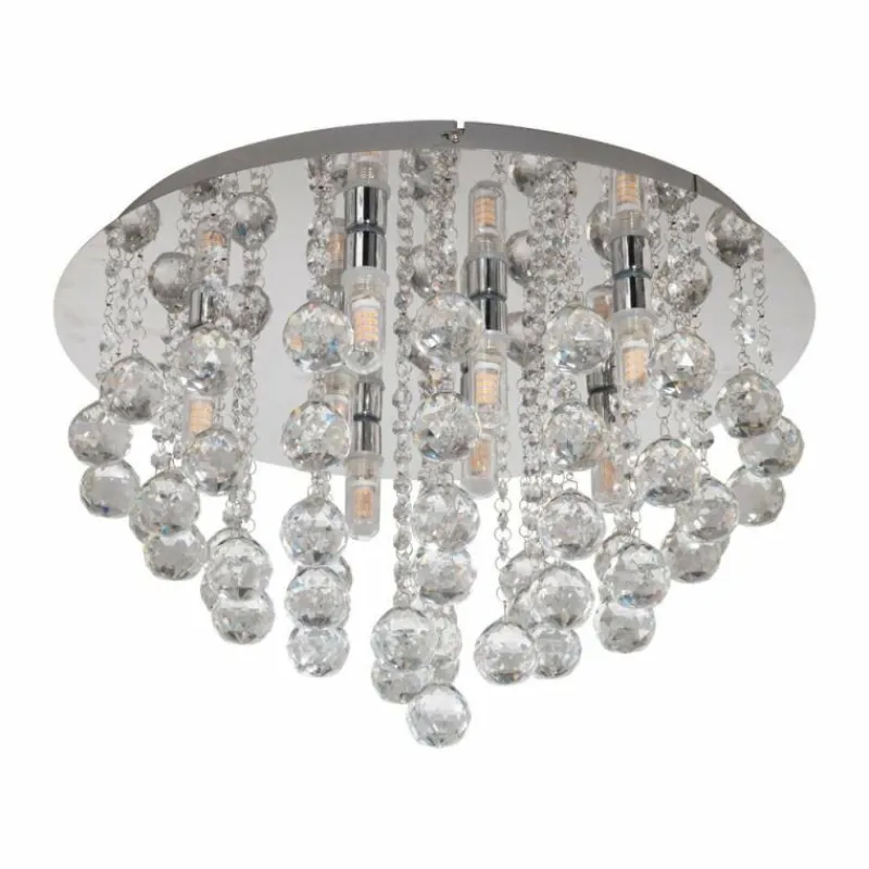 Luminaires Antiques-Luminaires Eglo Plafonnier Eglo ALMONTE Chrome, Aspect cristal, 8 lumières