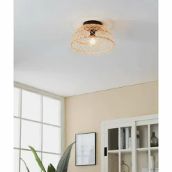 Style Boho-Chic-Luminaires Eglo Plafonnier Eglo AUSNBY Noir, 1 lumière