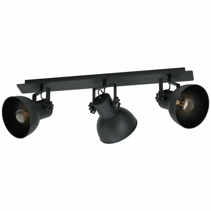 Lampes Industrielles-Luminaires Eglo Plafonnier Eglo BARNSTAPLE Noir, 3 lumières