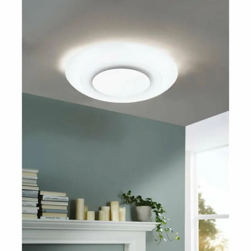 Luminaires Eglo Plafonnier Eglo BATIDA LED Blanc, 1 lumière, Télécommandes* Éclairage Led