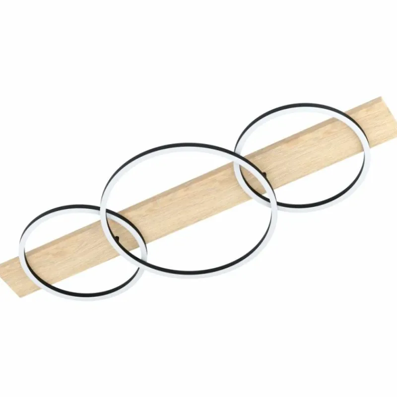 Lampes En Bois-Luminaires Eglo Plafonnier Eglo BOYAL LED Brun, Noir, 3 lumières