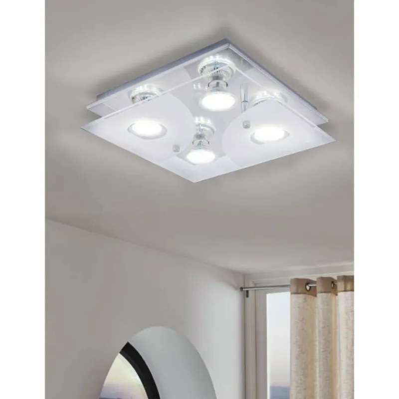 Luminaires Eglo Plafonnier Eglo CABI LED Chrome, 4 lumières