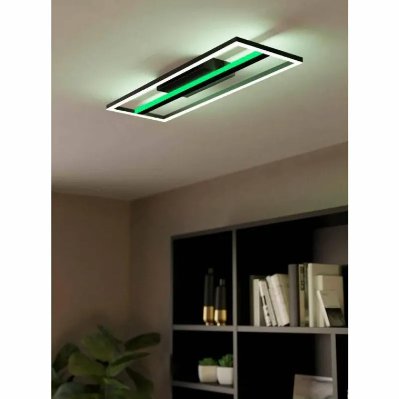 Luminaires Eglo Plafonnier Eglo CALAGRANO-Z LED Noir, 1 lumière, Changeur de couleurs