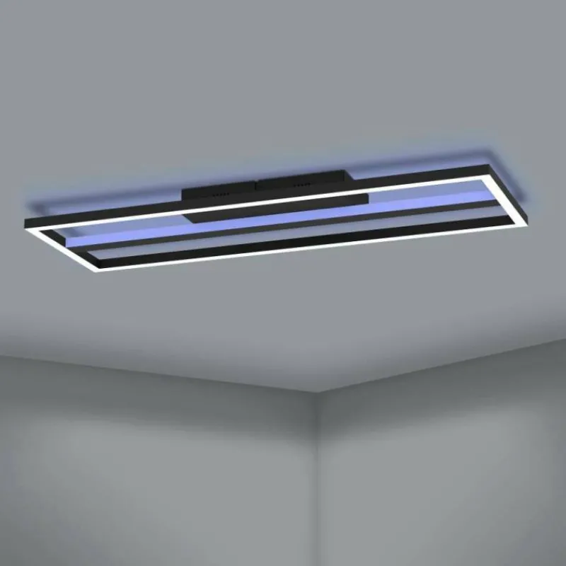 Luminaires Eglo Plafonnier Eglo CALAGRANO-Z LED Noir, 1 lumière, Changeur de couleurs