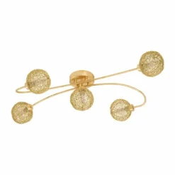 Luminaires Rustiques-Luminaires Eglo Plafonnier Eglo CARIS Or, 5 lumières