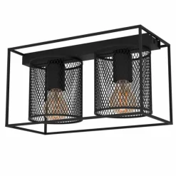 Lampes Industrielles-Luminaires Eglo Plafonnier Eglo CATTERICK Noir, 2 lumières