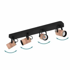 Luminaires Eglo Plafonnier Eglo CAYUCA LED Noir, 4 lumières* Spots Et Projecteurs