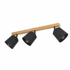 Lampes En Bois-Luminaires Eglo Plafonnier Eglo COTORRO Brun, Noir, 3 lumières