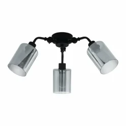 Suspension Verre Fumé-Luminaires Eglo Plafonnier Eglo FORESTBURG Noir, 3 lumières