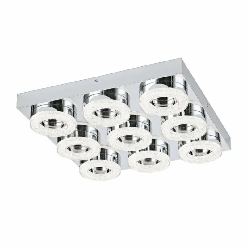Luminaires Eglo Plafonnier Eglo FRADELO LED Chrome, Aspect cristal, 9 lumières* Éclairage Led