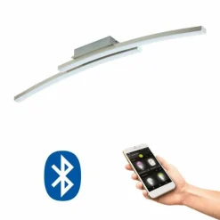 Luminaires Eglo Plafonnier Eglo FRAIOLI-C LED Nickel mat, 2 lumières, Changeur de couleurs