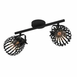 Luminaires Eglo Plafonnier Eglo GIRONA Laiton, Noir, 2 lumières* Spots Et Projecteurs
