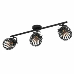 Luminaires Eglo Plafonnier Eglo GIRONA Laiton, Noir, 3 lumières* Spots Et Projecteurs