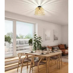 Style Boho-Chic-Luminaires Eglo Plafonnier Eglo GLYNEATH Noir, 1 lumière