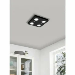 Luminaires Eglo Plafonnier Eglo GRATTINO LED Noir, 4 lumières