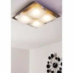 Luminaires Eglo Plafonnier Eglo GUADIANO LED Nickel mat, 4 lumières