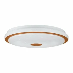 Lampes En Bois-Luminaires Eglo Plafonnier Eglo LANCIANO LED Brun, Blanc, 1 lumière, Télécommandes