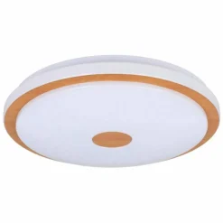 Lampes En Bois-Luminaires Eglo Plafonnier Eglo LANCIANO LED Brun, Blanc, 1 lumière, Télécommandes