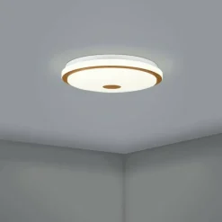 Lampes En Bois-Luminaires Eglo Plafonnier Eglo LANCIANO LED Brun, Blanc, 1 lumière, Télécommandes