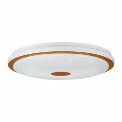 Lampes En Bois-Luminaires Eglo Plafonnier Eglo LANCIANO LED Brun, Blanc, 1 lumière, Télécommandes