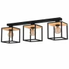 Lampes En Bois-Luminaires Eglo Plafonnier Eglo LIBERTAD Brun, Noir, 3 lumières