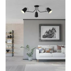 Luminaires Eglo Plafonnier Eglo LORETO Noir, Blanc, 3 lumières* Plafonniers