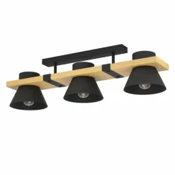 Lampes En Bois-Luminaires Eglo Plafonnier Eglo MACCLES Écru, Noir, 3 lumières