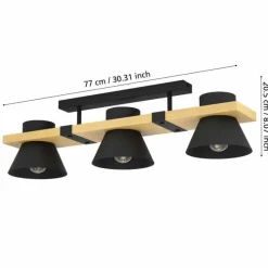 Lampes En Bois-Luminaires Eglo Plafonnier Eglo MACCLES Écru, Noir, 3 lumières