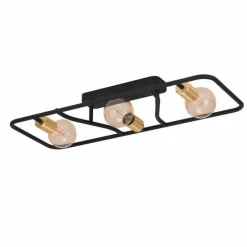 Luminaires Eglo Plafonnier Eglo MESSINARO Laiton, Noir, 3 lumières* Plafonniers