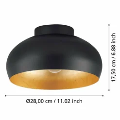 Lampes Dorées-Luminaires Eglo Plafonnier Eglo MOGANO Noir, 1 lumière