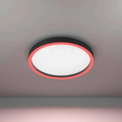 Luminaires Eglo Plafonnier Eglo MONTEMORELOS-Z LED Noir, 1 lumière, Changeur de couleurs