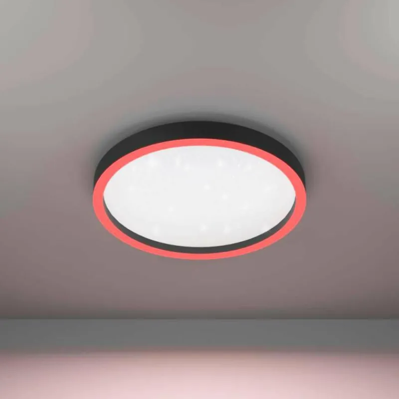 Luminaires Eglo Plafonnier Eglo MONTEMORELOS-Z LED Noir, 1 lumière, Changeur de couleurs