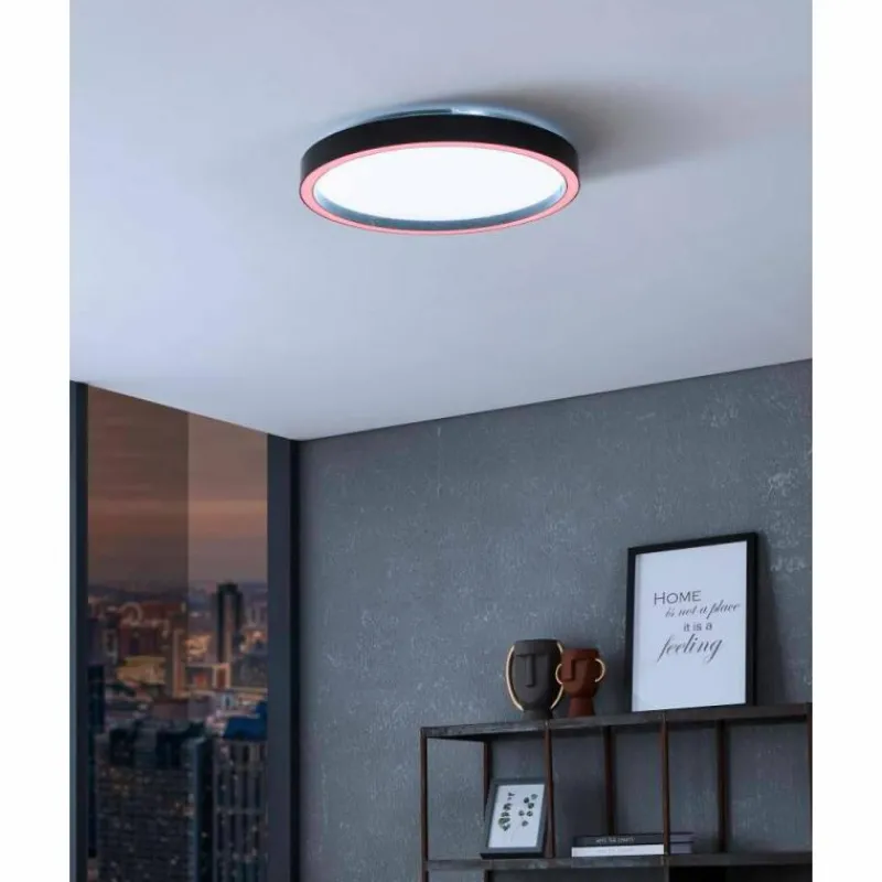 Luminaires Eglo Plafonnier Eglo MONTEMORELOS-Z LED Noir, 1 lumière, Changeur de couleurs
