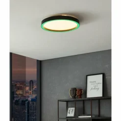 Luminaires Eglo Plafonnier Eglo MONTEMORELOS-Z LED Noir, 1 lumière, Changeur de couleurs
