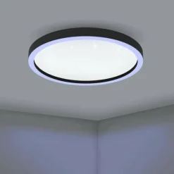 Luminaires Eglo Plafonnier Eglo MONTEMORELOS-Z LED Noir, 1 lumière, Changeur de couleurs