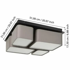 Lampes En Tissu-Luminaires Eglo Plafonnier Eglo MORDAZO Noir, 4 lumières