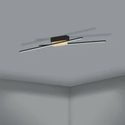 Lampes En Bois-Luminaires Eglo Plafonnier Eglo PANAGRIA LED Brun, Noir, 2 lumières