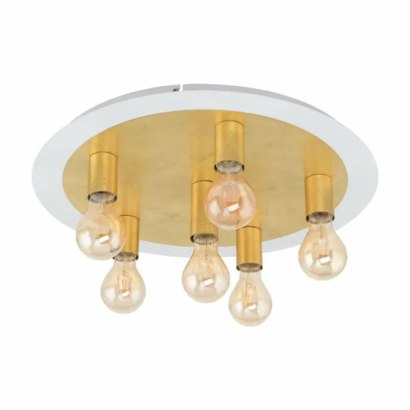 Lampes Dorées-Luminaires Eglo Plafonnier Eglo PASSANO Or, Blanc, 6 lumières