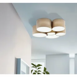 Lampes En Tissu-Luminaires Eglo Plafonnier EGLO PASTORE Blanc, 6 lumières