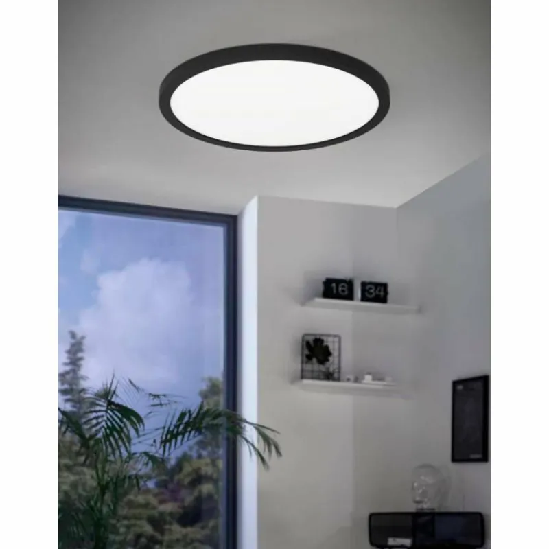 Luminaires Eglo Plafonnier Eglo ROVITO-Z LED Noir, 1 lumière, Changeur de couleurs