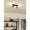 Lampes Industrielles-Luminaires Eglo Plafonnier Eglo SAMBATELLO Laiton, Noir, 2 lumières
