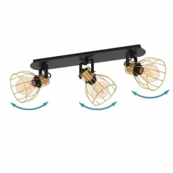 Lampes Industrielles-Luminaires Eglo Plafonnier Eglo SAMBATELLO Laiton, Noir, 3 lumières